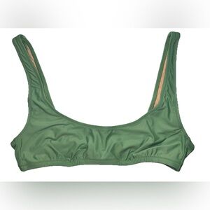 J Crew Heritage Scoop Neck Bikini Top‎ Size Med Sage Green Retro Swim Beach New